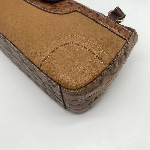 Brahmin Brown Crocodile Embossed Leather 25th Anniversary Edition Shoulder Bag - Picture 8 of 11